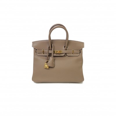 HERMES BIRKIN 25 SWIFT LEATHER ELEPHANT GREY GOLD BUCKLE 2161400204332 (25*20*13cm)